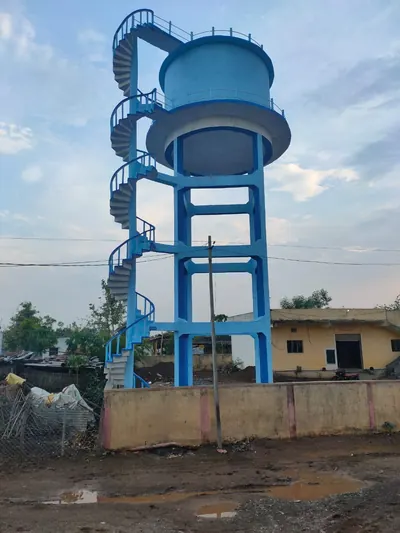 Large RCC overhead water tank with a spiral staircase
