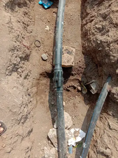 HDPE water line with a valve